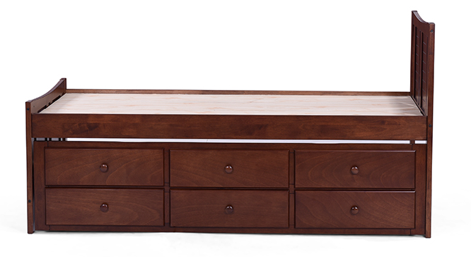 Francis Single Bed With Trundle and Storage (Mahogany)